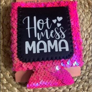 Hot pink sequin koozie